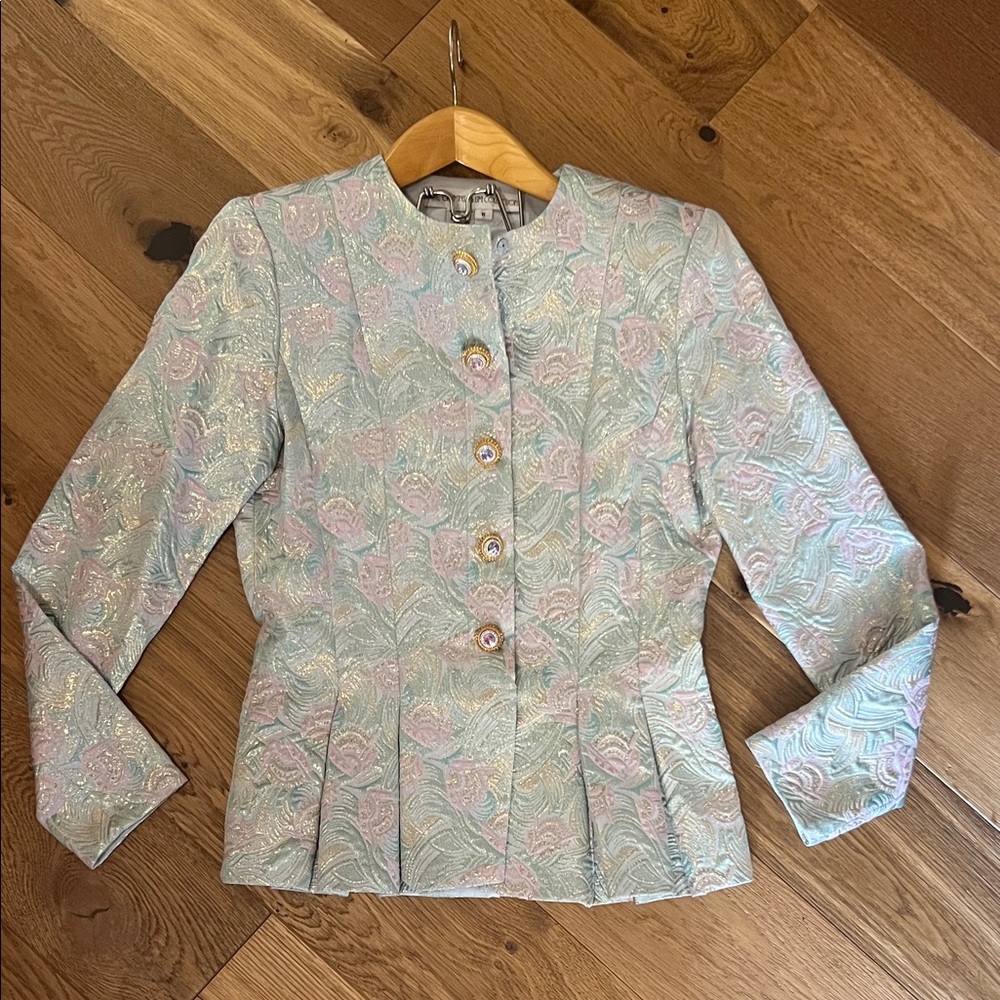 Vintage Floral Women's peplum Blazer and pencil skirt 2-piece set high-end